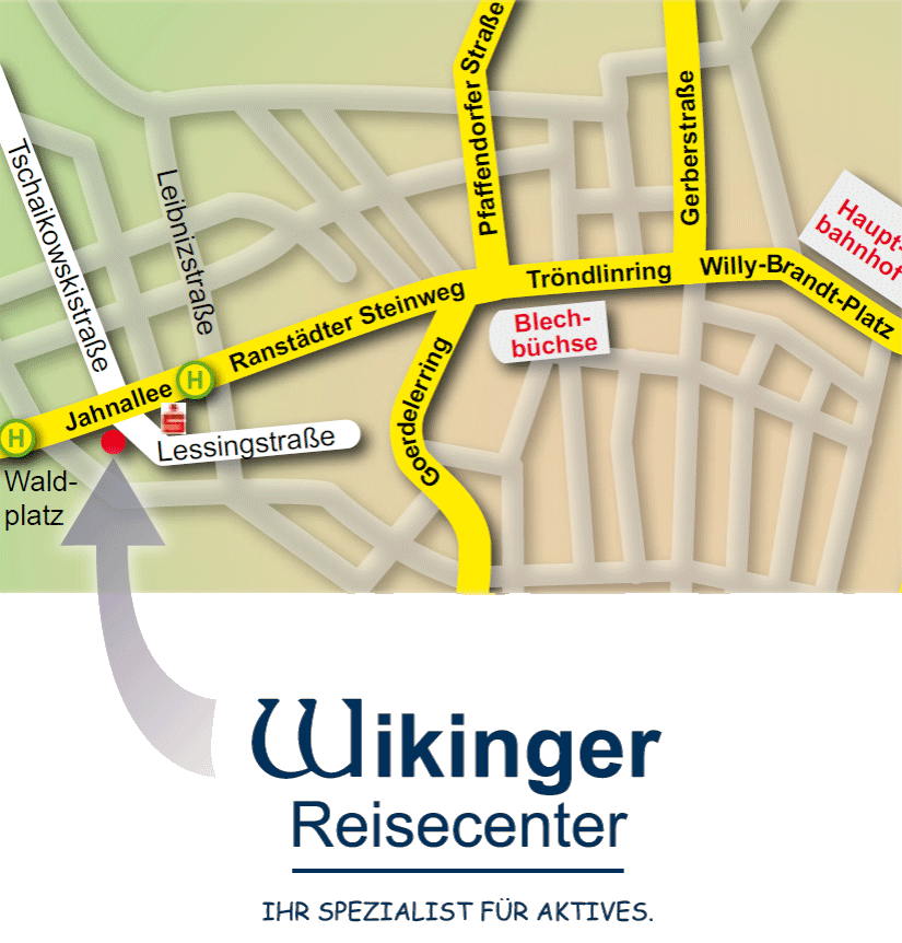 Lageplan und Weg zum Wikinger Reisecenter Leipzig